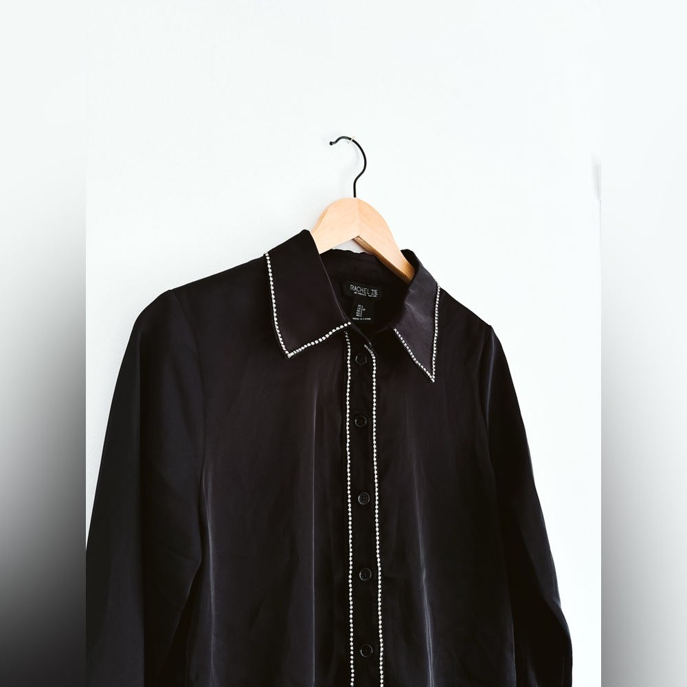 Rachel Zoe Rhinestone Satin Cowgirl Shirt / Y2K - Size Small - Picture 3 of 7